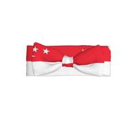 WZYWHJ Singapore Flag Printing baby bow headbands and elastic soft hair accessories for newborns and girls