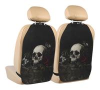 WZYWHJ Skeletons in The Dead Flowers Printed Car seat Anti Kick Storage pad 2 Pieces, Multi-Functional Storage Bag seat Protector After Installation