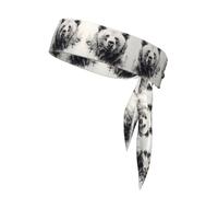 WZYWHJ Sketch Bear Printed Headbands,Sports Head Tie,Headband for Men and Women,Hair Band for Running Workout Football