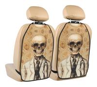 WZYWHJ Skull Experiment Doctor Printed Car seat Anti Kick Storage pad 2 Pieces, Multi-Functional Storage Bag seat Protector After Installation