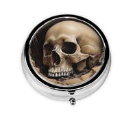 WZYWHJ Skull in The Pit Printed Circular Medicine Box Storage, Portable Travel with compartments, mini Pill Dispenser