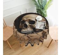 WZYWHJ Skull in the pit Printed Round long tablecloth anti overflow and wrinkle resistant dining table cloth 60 inches
