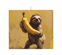 WZYWHJ Sloth carrying banana Printed Drying Mat for Kitchen : Made of sponge Water absorbent, With lanyard for hanging 18 x 16 in