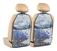 WZYWHJ Small Blue Flowers Under The Snow Mountain Printed Car seat Anti Kick Storage pad 2 Pieces, Multi-Functional Storage Bag seat Protector After Installation