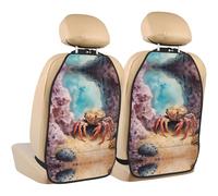 WZYWHJ Small Crab Under The Rocks Printed Car seat Anti Kick Storage pad 2 Pieces, Multi-Functional Storage Bag seat Protector After Installation