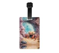 WZYWHJ Small Crab Under The Rocks Printed Luggage Bag Tags, Men's and Women's Travel Privacy Protection Labels