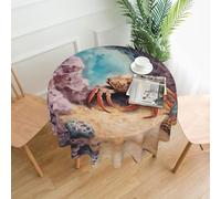 WZYWHJ Small crab under the rocks Printed Round long tablecloth anti overflow and wrinkle resistant dining table cloth 60 inches