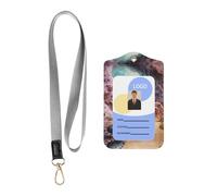 WZYWHJ Small Crab Under The Rocks Printed Work Badge Protective Sheath, Leather Identification Card Cover with Detachable Hanging Rope Set