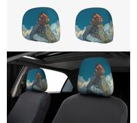 WZYWHJ Small House on The Mountain Printed Car Pillowcase 2 Pieces, seat Cover Accessories, Protective Cover Universal