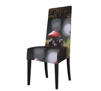 WZYWHJ Small Mushrooms on The Camera Printed Detachable Chair Cover Quick Installation and Easy Maintenance Suitable for Square Chair Backs