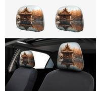 WZYWHJ Small Pavilion on The Lake Printed Car Pillowcase 2 Pieces, seat Cover Accessories, Protective Cover Universal