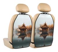 WZYWHJ Small Pavilion on The Lake Printed Car seat Anti Kick Storage pad 2 Pieces, Multi-Functional Storage Bag seat Protector After Installation