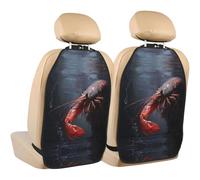 WZYWHJ Small Shrimp Foraging Printed Car seat Anti Kick Storage pad 2 Pieces, Multi-Functional Storage Bag seat Protector After Installation