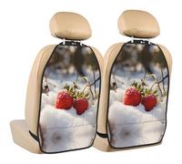 WZYWHJ Small Strawberries on The Snow Printed Car seat Anti Kick Storage pad 2 Pieces, Multi-Functional Storage Bag seat Protector After Installation