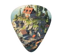 Wzywhj Small Town On The Island Printed Guitar Picks 12 Piece, Easy Grip Uke Picks Hold In One'S Hands, Ukulele, Acoustic Or Electric Electric Guitar