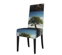 WZYWHJ Small Tree on The Mountain Printed Detachable Chair Cover Quick Installation and Easy Maintenance Suitable for Square Chair Backs