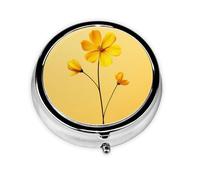 WZYWHJ Small Yellow Flower Pattern Circular Medicine Box Storage, Portable Travel with compartments, mini Pill Dispenser