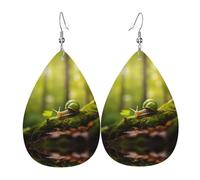 WZYWHJ Snail On Moss Picture Ladies' leather earrings, simple water droplet pendant, fashionable holiday gift