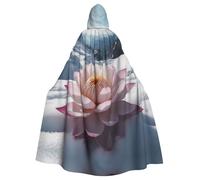 WZYWHJ Snow lotus on the snow mountain Printed aldult Cosplay Poncho Hooded Cloak for men and women Halloween Party