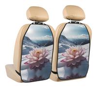 WZYWHJ Snow Lotus on The Snow Mountain Printed Car seat Anti Kick Storage pad 2 Pieces, Multi-Functional Storage Bag seat Protector After Installation