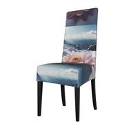 WZYWHJ Snow Lotus on The Snow Mountain Printed Detachable Chair Cover Quick Installation and Easy Maintenance Suitable for Square Chair Backs