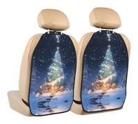 WZYWHJ Snowy Christmas Tree Printed Car seat Anti Kick Storage pad 2 Pieces, Multi-Functional Storage Bag seat Protector After Installation
