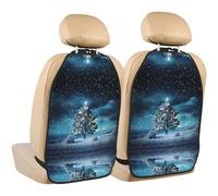 WZYWHJ Snowy Night Christmas Tree Printed Car seat Anti Kick Storage pad 2 Pieces, Multi-Functional Storage Bag seat Protector After Installation