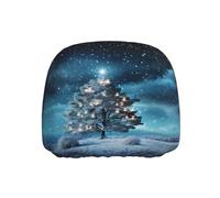 WZYWHJ Snowy Night Christmas Tree Printed Seat Head Pillowcase Car Truck General Motors Parts Protective Cover one Pack