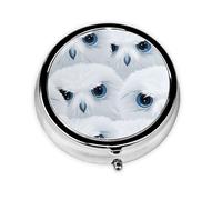 WZYWHJ Snowy owl Eyes Pattern Circular Medicine Box Storage, Portable Travel with compartments, mini Pill Dispenser