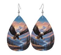 WZYWHJ Soaring Eagle Pattern Water droplet pendant earrings, leather earrings, Women's Fashion Items