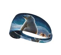 WZYWHJ Soft and Absorbent Headband for Red Basketball Workout - Ideal Hair Accessory for Yoga, Running, and More! Polar bear looking at the stars Printed