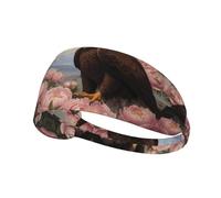 WZYWHJ Soft and Absorbent Headband for Red Basketball Workout - Ideal Hair Accessory for Yoga, Running, and More! Eagle Among The Peonies Printing