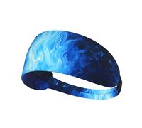 WZYWHJ Soft and Absorbent Headband for Red Basketball Workout - Ideal Hair Accessory for Yoga, Running, and More! Blue Spirit Flame Pattern