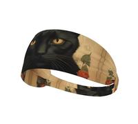 WZYWHJ Soft and Absorbent Headband for Red Basketball Workout - Ideal Hair Accessory for Yoga, Running, and More! Beautiful Black cat Pattern