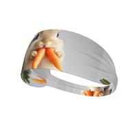 WZYWHJ Soft and Absorbent Headband for Red Basketball Workout - Ideal Hair Accessory for Yoga, Running, and More! Rabbit eating carrots Picture