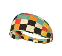 WZYWHJ Soft and Absorbent Headband for Red Basketball Workout - Ideal Hair Accessory for Yoga, Running, and More! Retro Checkerboard Picture