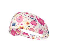 WZYWHJ Soft and Absorbent Headband for Red Basketball Workout - Ideal Hair Accessory for Yoga, Running, and More! Pink teapot Printed