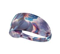 WZYWHJ Soft and Absorbent Headband for Red Basketball Workout - Ideal Hair Accessory for Yoga, Running, and More! Quantum Unicorn Pattern