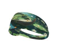 WZYWHJ Soft and Absorbent Headband for Red Basketball Workout - Ideal Hair Accessory for Yoga, Running, and More! Boat in the lotus pond Printing