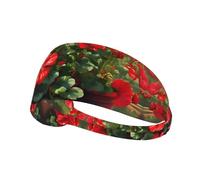 WZYWHJ Soft and Absorbent Headband for Red Basketball Workout - Ideal Hair Accessory for Yoga, Running, and More! Red geraniums Printed
