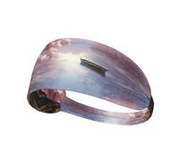 WZYWHJ Soft and Absorbent Headband for Red Basketball Workout - Ideal Hair Accessory for Yoga, Running, and More! Cherry Blossoms by The Lake Pattern
