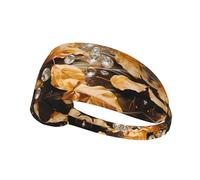 WZYWHJ Soft and Absorbent Headband for Red Basketball Workout - Ideal Hair Accessory for Yoga, Running, and More! Diamonds on Gold Leaf Printing