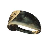 WZYWHJ Soft and Absorbent Headband for Red Basketball Workout - Ideal Hair Accessory for Yoga, Running, and More! Lunar Graffiti Picture