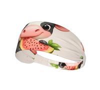 WZYWHJ Soft and Absorbent Headband for Red Basketball Workout - Ideal Hair Accessory for Yoga, Running, and More! Little Cow Eating Watermelon Picture