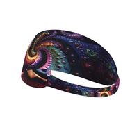 WZYWHJ Soft and Absorbent Headband for Red Basketball Workout - Ideal Hair Accessory for Yoga, Running, and More! Psychedelic Fractal Picture