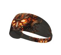 WZYWHJ Soft and Absorbent Headband for Red Basketball Workout - Ideal Hair Accessory for Yoga, Running, and More! The mask of burning flames Printed
