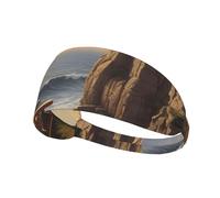 WZYWHJ Soft and Absorbent Headband for Red Basketball Workout - Ideal Hair Accessory for Yoga, Running, and More! Looking Out to sea Printed