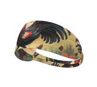 WZYWHJ Soft and Absorbent Headband for Red Basketball Workout - Ideal Hair Accessory for Yoga, Running, and More! Big Rooster catching Bugs Printing
