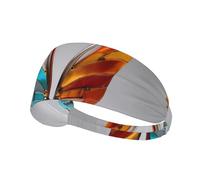 WZYWHJ Soft and Absorbent Headband for Red Basketball Workout - Ideal Hair Accessory for Yoga, Running, and More! Stained glass wings Printed