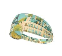 WZYWHJ Soft and Absorbent Headband for Red Basketball Workout - Ideal Hair Accessory for Yoga, Running, and More! Paris Street Scene Eiffel Tower Printed